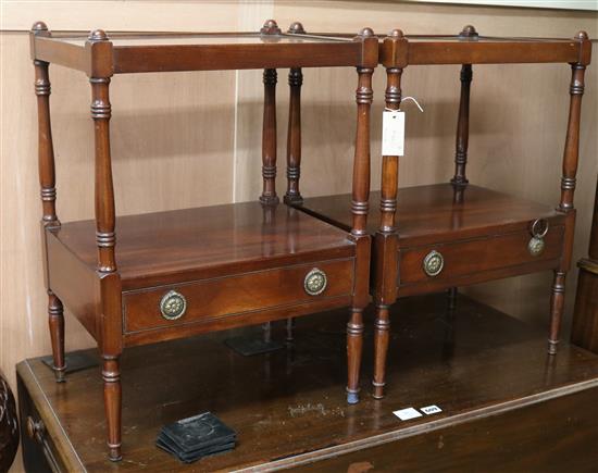 A pair of mahogany two tier whatnots W.46cm